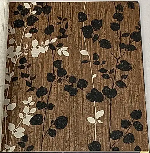 Decowall Crown 4406-02 Duvar Kağıdı Koyu Kahve Simli Yaprak Desenli