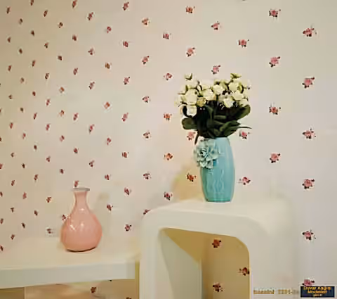 Decowall Bossini 2201-03 Duvar Kağıdı Beyaz Çiçek Desenli
