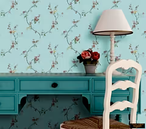 Decowall Bossini 2202-04 Duvar Kağıdı Bordo Çiçek Desenli Sarmaşık Yeşil