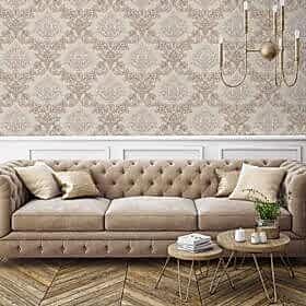 Duka Secret Palace DK.21161-1 Duvar Kağıdı Açık Bej Damask Desen
