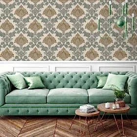 Duka Secret Palace DK.21161-2 Duvar Kağıdı Turkuaz Damask Desen