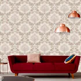 Duka Secret Palace DK.T21161-1 Duvar Kağıdı Açık Bej Damask Desen