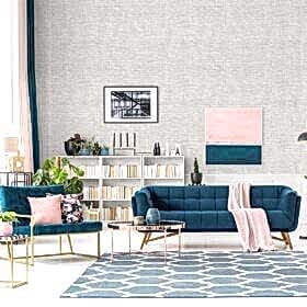 Duka Natura DK.22630-1 Duvar Kağıdı Gri Hasır Desenli Beyaz