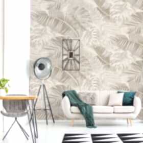 Duka Natura DK.22860-1 Duvar Kağıdı Bej Yaprak Desenli Krem