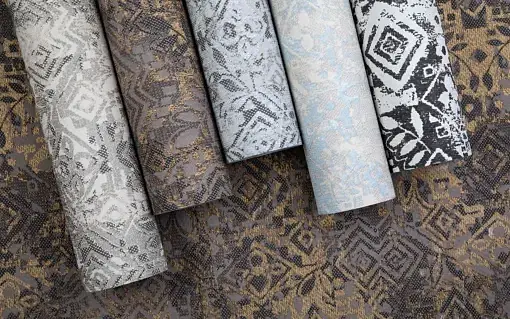 Som Mira 43417-1 Duvar Kağıdı Siyah Yaprak Desenli Eskitme