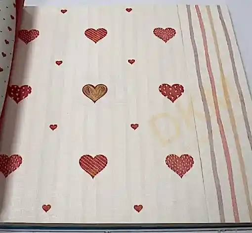 AdaWall Ada Kids 8905-1 Duvar Kağıdı Beyaz Simli Kalp Desenli