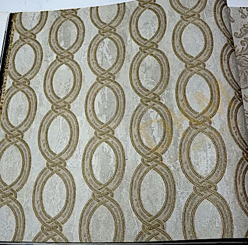 AdaWall Seven 7808-1 Duvar Kağıdı Açık Bej Simli Geometrik Zincir Desen