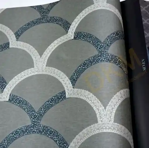 AdaWall Seven 7811-3 Duvar Kağıdı Koyu Gri Simli Dalga Desenli