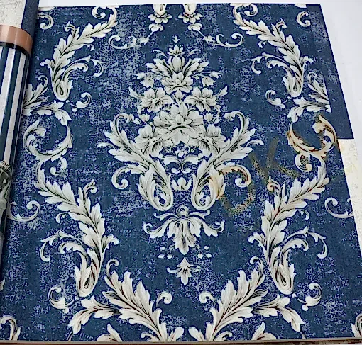Decowall Retro 5001-01 Duvar Kağıdı Mavi Damask Desen