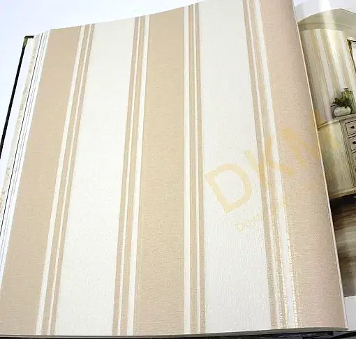 Decowall Royal Port 8802-04 Duvar Kağıdı Bej Simli Çizgili