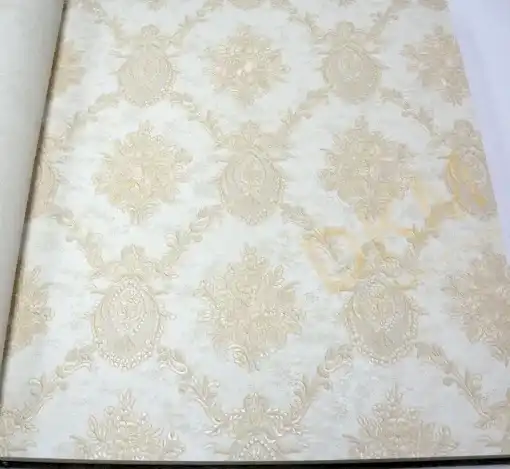 Decowall Royal Port 8804-01 Duvar Kağıdı Krem Simli Damask Desen