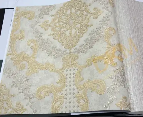 AdaWall Ephes 6802-1 Damask büyük, Simli Duvar Kağıdı 10m²